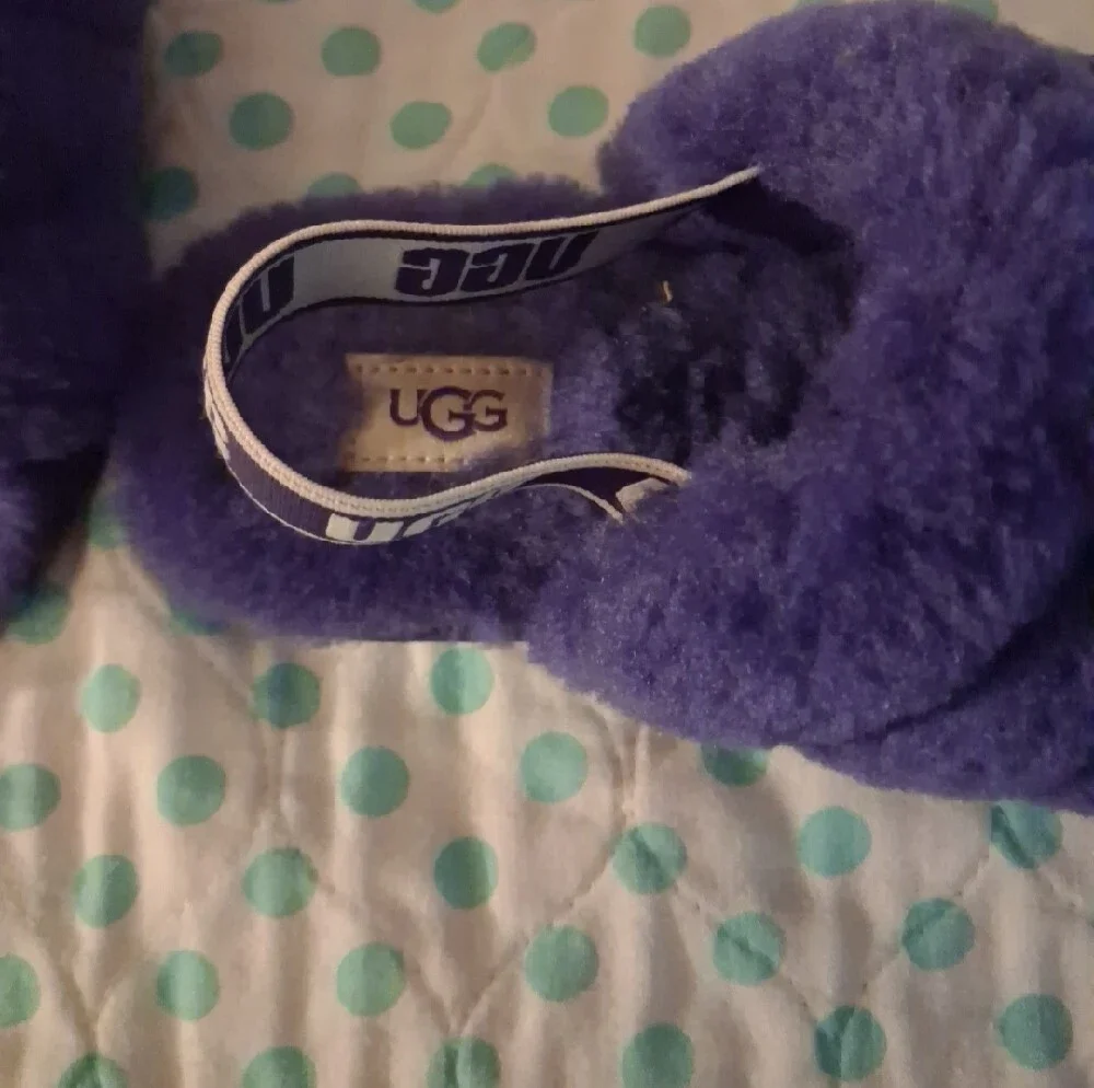 Kids  Uggs Plush Slide Sandals - Purple Sz